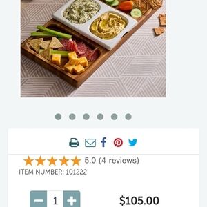 Pampered Chef Duel Sided Wooden Serving Tray with Dish